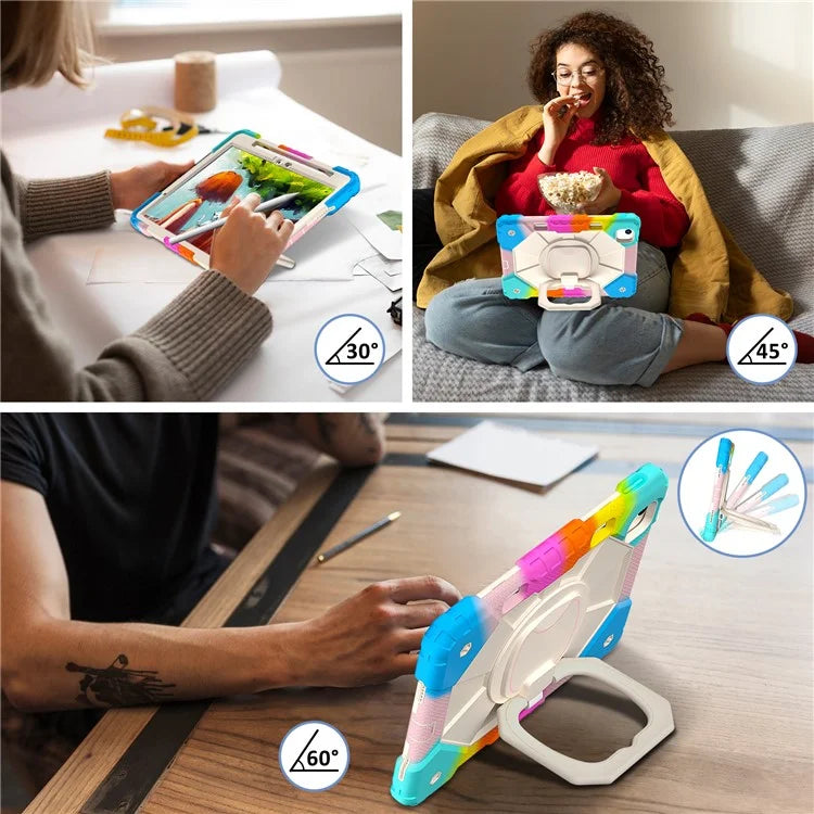 C3 for iPad Air 13 (2024) Case with Shoulder Strap Silicone+PC Kickstand Tablet Cover