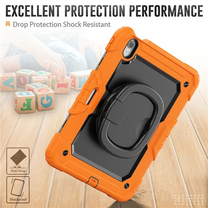 For iPad Air 11 (2024) Case PC+Silicone Tablet Cover with Shoulder Strap Rotating Grip Handle
