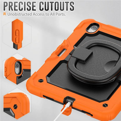 For iPad Air 11 (2024) Case PC+Silicone Tablet Cover with Shoulder Strap Rotating Grip Handle