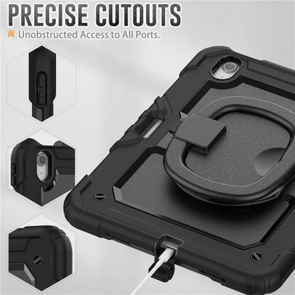 For iPad Air 11 (2024) Case PC+Silicone Tablet Cover with Shoulder Strap Rotating Grip Handle