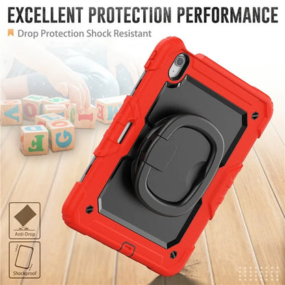 For iPad Air 11 (2024) Case PC+Silicone Tablet Cover with Shoulder Strap Rotating Grip Handle