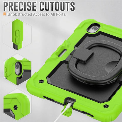 For iPad Air 11 (2024) Case PC+Silicone Tablet Cover with Shoulder Strap Rotating Grip Handle