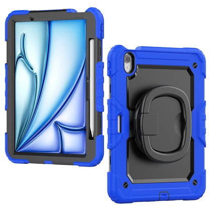 For iPad Air 11 (2024) Case PC+Silicone Tablet Cover with Shoulder Strap Rotating Grip Handle