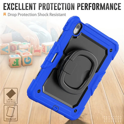 For iPad Air 11 (2024) Case PC+Silicone Tablet Cover with Shoulder Strap Rotating Grip Handle