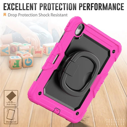 For iPad Air 11 (2024) Case PC+Silicone Tablet Cover with Shoulder Strap Rotating Grip Handle