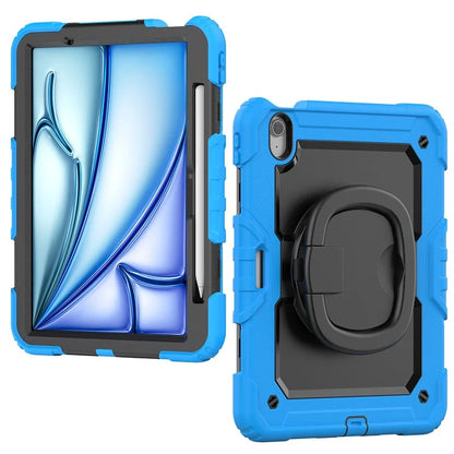 For iPad Air 11 (2024) Case PC+Silicone Tablet Cover with Shoulder Strap Rotating Grip Handle
