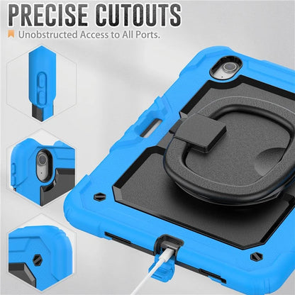 For iPad Air 11 (2024) Case PC+Silicone Tablet Cover with Shoulder Strap Rotating Grip Handle