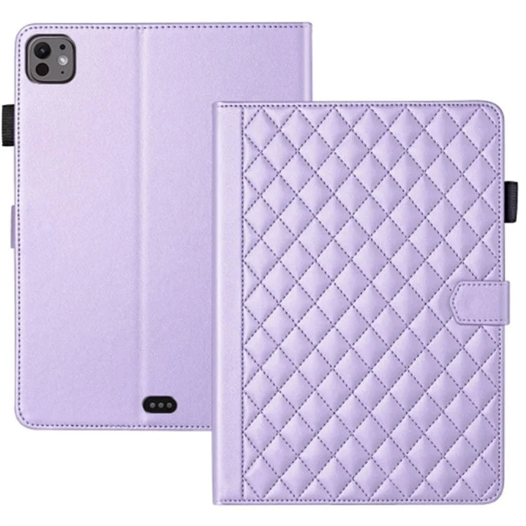 For iPad Pro 11 (2024) Case Rhombus Grid PU Leather Stand Tablet Cover with Card Slot