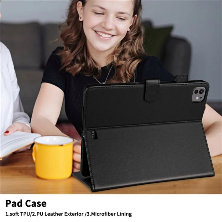 For iPad Pro 11 (2024) Case Rhombus Grid PU Leather Stand Tablet Cover with Card Slot