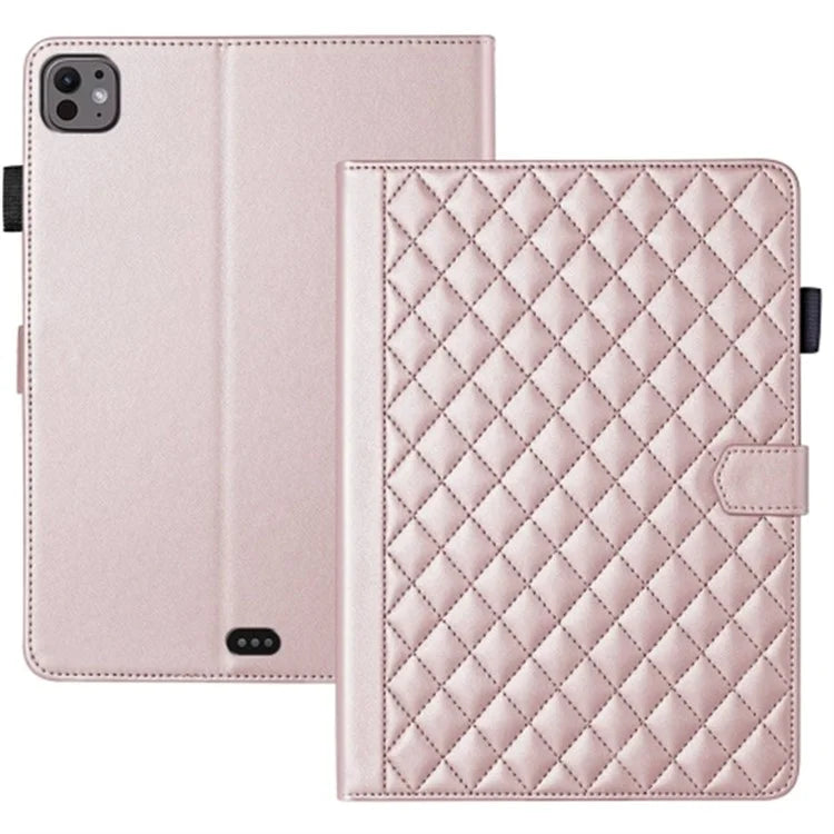 For iPad Pro 11 (2024) Case Rhombus Grid PU Leather Stand Tablet Cover with Card Slot