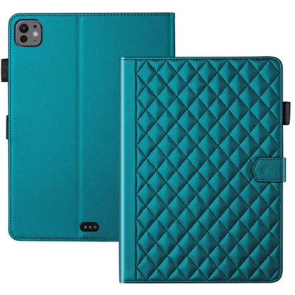 For iPad Pro 13 (2024) Case Card Holder Rhombus Grid PU Leather Stand Tablet Coverish Green
