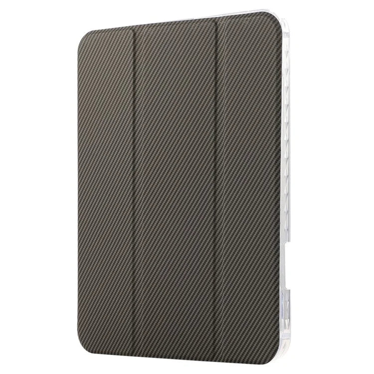 For iPad mini (2021) Case Carbon Fiber Texture Leather+Clear Acrylic+TPU Stand Tablet Cover