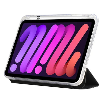 For iPad mini (2021) Case Carbon Fiber Texture Leather+Clear Acrylic+TPU Stand Tablet Cover