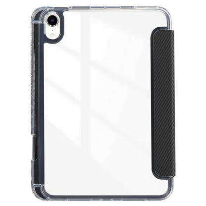 For iPad mini (2021) Case Carbon Fiber Texture Leather+Clear Acrylic+TPU Stand Tablet Cover