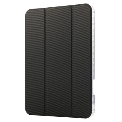 For iPad mini (2021) Case Carbon Fiber Texture Leather+Clear Acrylic+TPU Stand Tablet Cover