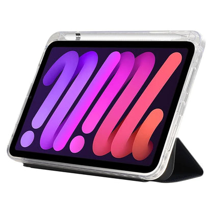 For iPad mini (2021) Case Carbon Fiber Texture Leather+Clear Acrylic+TPU Stand Tablet Cover
