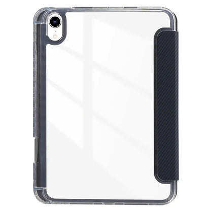 For iPad mini (2021) Case Carbon Fiber Texture Leather+Clear Acrylic+TPU Stand Tablet Cover