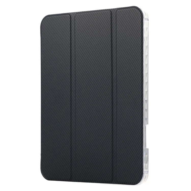 For iPad mini (2021) Case Carbon Fiber Texture Leather+Clear Acrylic+TPU Stand Tablet Cover