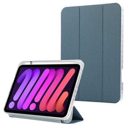 For iPad mini (2021) Case Carbon Fiber Texture Leather+Clear Acrylic+TPU Stand Tablet Cover