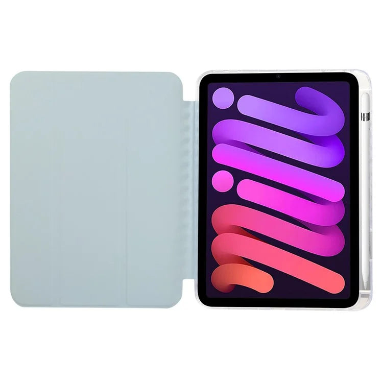 For iPad mini (2021) Case Carbon Fiber Texture Leather+Clear Acrylic+TPU Stand Tablet Cover