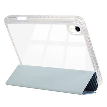For iPad mini (2021) Case Carbon Fiber Texture Leather+Clear Acrylic+TPU Stand Tablet Cover