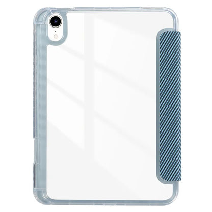 For iPad mini (2021) Case Carbon Fiber Texture Leather+Clear Acrylic+TPU Stand Tablet Cover