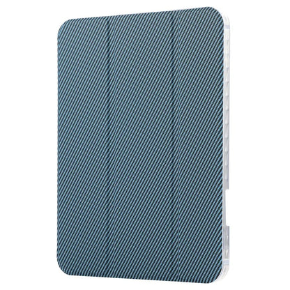 For iPad mini (2021) Case Carbon Fiber Texture Leather+Clear Acrylic+TPU Stand Tablet Cover