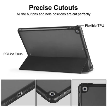 For iPad 10.2 (2021) / (2019) / (2020) Case Tri-Fold Stand Leather Tablet Cover with Pencil Holder