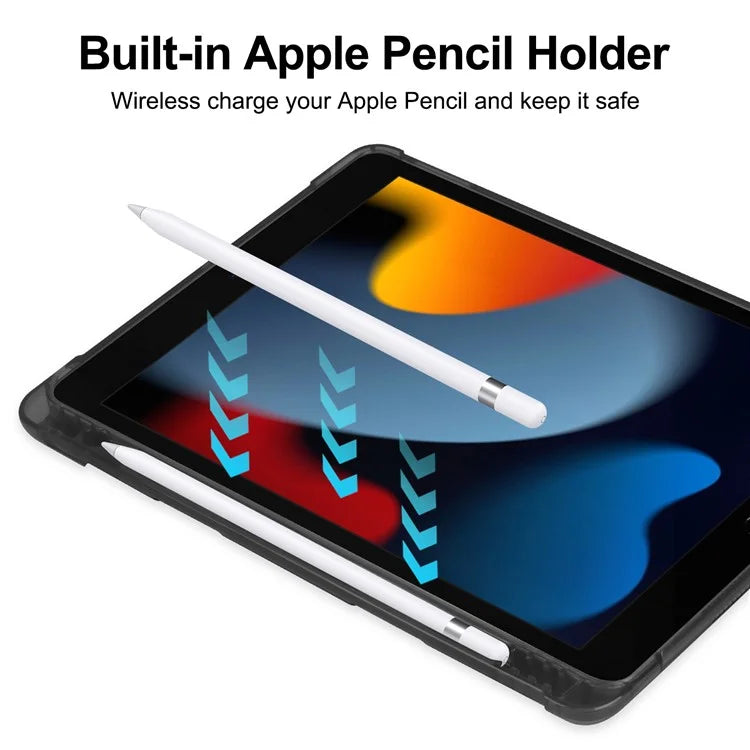 For iPad 10.2 (2021) / (2019) / (2020) Case Tri-Fold Stand Leather Tablet Cover with Pencil Holder