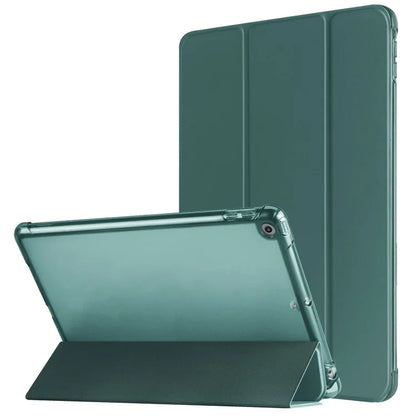 For iPad 10.2 (2021) / (2019) / (2020) Case Tri-Fold Stand Leather Tablet Cover with Pencil Holderish Green
