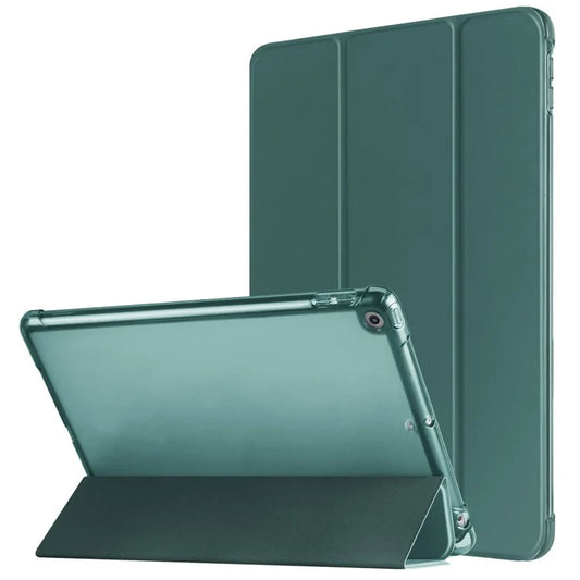 For iPad 10.2 (2021) / (2019) / (2020) Case Tri-Fold Stand Leather Tablet Cover with Pencil Holderish Green