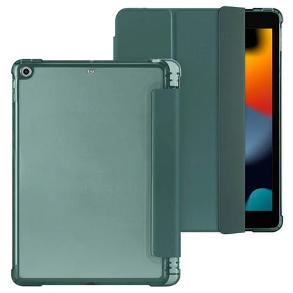 For iPad 10.2 (2021) / (2019) / (2020) Case Tri-Fold Stand Leather Tablet Cover with Pencil Holderish Green