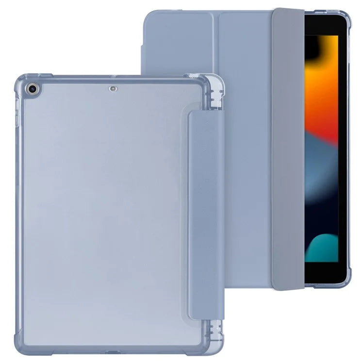 For iPad 10.2 (2021) / (2019) / (2020) Case Tri-Fold Stand Leather Tablet Cover with Pencil Holder
