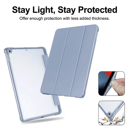For iPad 10.2 (2021) / (2019) / (2020) Case Tri-Fold Stand Leather Tablet Cover with Pencil Holder