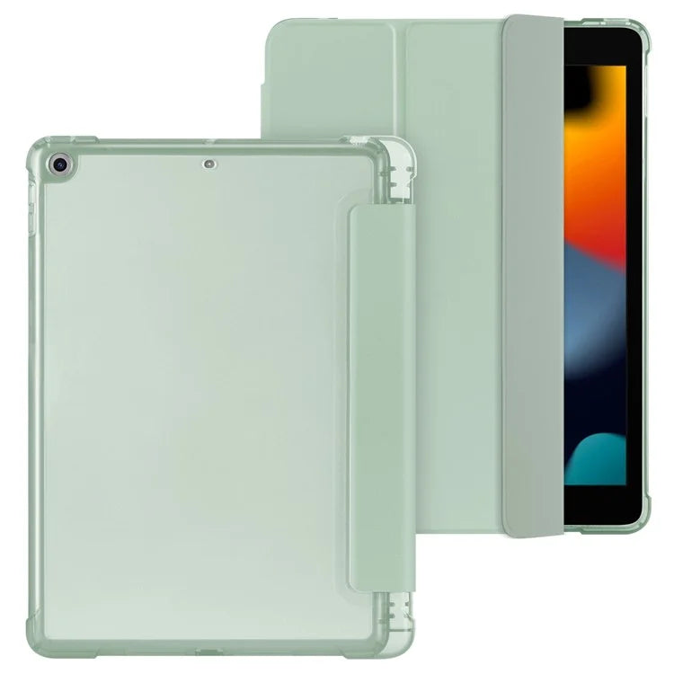 For iPad 10.2 (2021) / (2019) / (2020) Case Tri-Fold Stand Leather Tablet Cover with Pencil Holder
