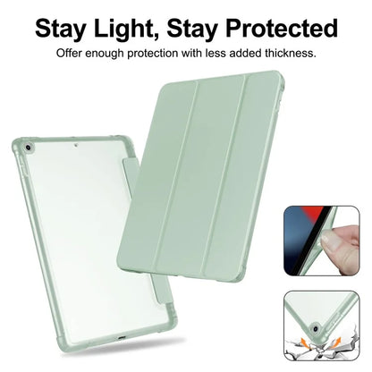 For iPad 10.2 (2021) / (2019) / (2020) Case Tri-Fold Stand Leather Tablet Cover with Pencil Holder