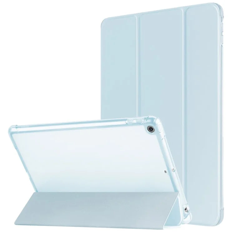 For iPad 10.2 (2021) / (2019) / (2020) Case Tri-Fold Stand Leather Tablet Cover with Pencil Holder