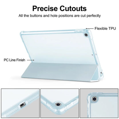 For iPad 10.2 (2021) / (2019) / (2020) Case Tri-Fold Stand Leather Tablet Cover with Pencil Holder