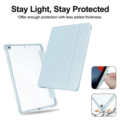 For iPad 10.2 (2021) / (2019) / (2020) Case Tri-Fold Stand Leather Tablet Cover with Pencil Holder