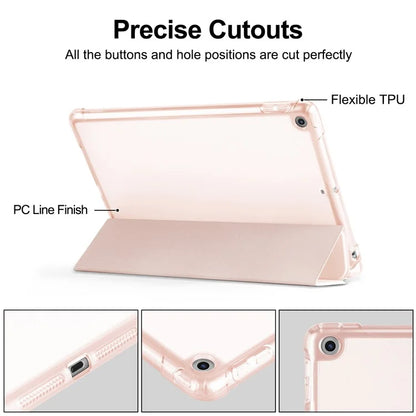For iPad 10.2 (2021) / (2019) / (2020) Case Tri-Fold Stand Leather Tablet Cover with Pencil Holder