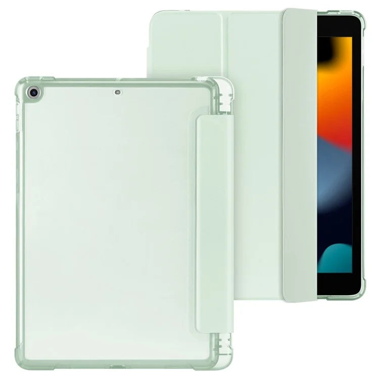 For iPad 10.2 (2021) / (2019) / (2020) Case Tri-Fold Stand Leather Tablet Cover with Pencil Holder