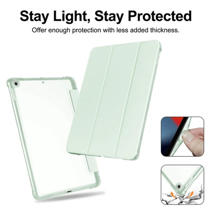 For iPad 10.2 (2021) / (2019) / (2020) Case Tri-Fold Stand Leather Tablet Cover with Pencil Holder