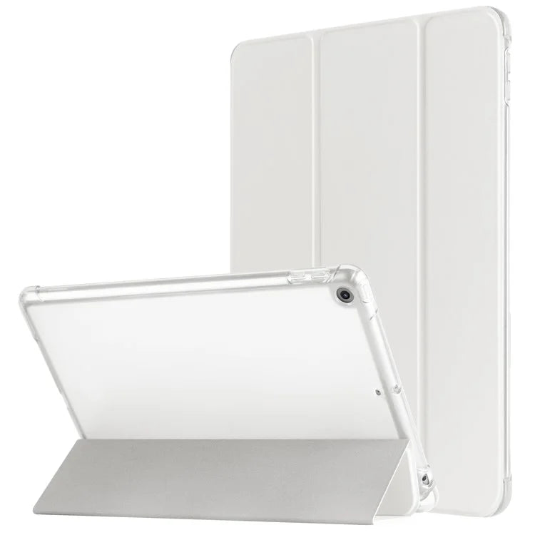 For iPad 10.2 (2021) / (2019) / (2020) Case Tri-Fold Stand Leather Tablet Cover with Pencil Holder