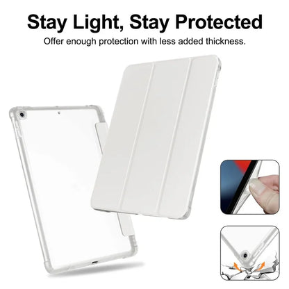 For iPad 10.2 (2021) / (2019) / (2020) Case Tri-Fold Stand Leather Tablet Cover with Pencil Holder