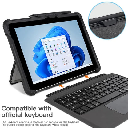 For Microsoft Surface Pro 10 Case Kickstand PC+TPU+Acryclic Clear Tablet Cover with Hand Strap