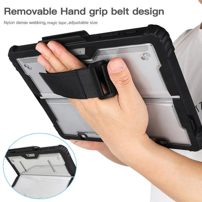 For Microsoft Surface Pro 10 Case Kickstand PC+TPU+Acryclic Clear Tablet Cover with Hand Strap