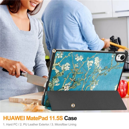 For Huawei MatePad 11.5 S Case Tri-Fold Stand Pattern Print Leather Tablet Cover with Auto Wake / Sleep