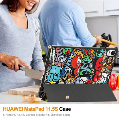 For Huawei MatePad 11.5 S Case Tri-Fold Stand Pattern Print Leather Tablet Cover with Auto Wake / Sleep