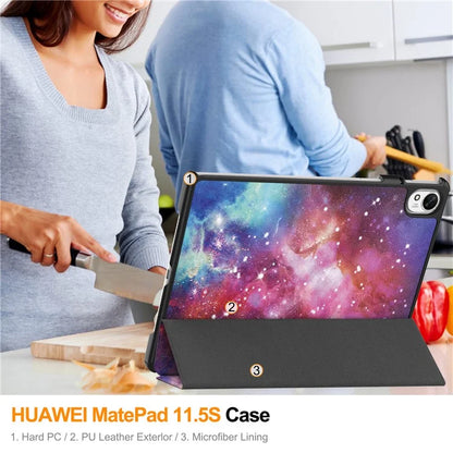 For Huawei MatePad 11.5 S Case Tri-Fold Stand Pattern Print Leather Tablet Cover with Auto Wake / Sleep