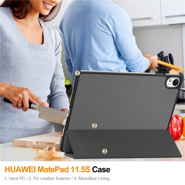 For Huawei MatePad 11.5 S Case Auto Wake / Sleep Tri-Fold Stand Leather Tablet Cover